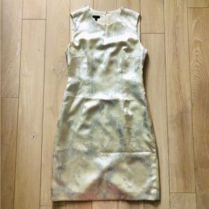 Talbots Silk Blend Metallic Detailed Dress in Cream & Silver Size 10